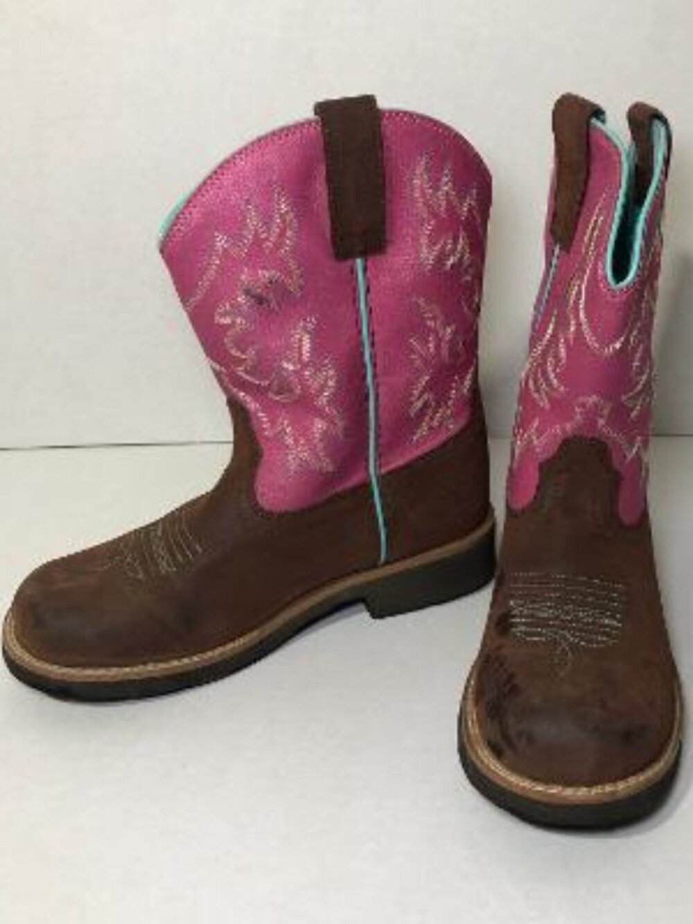 Ariat Girl's Cowgirl Boots- Round Toe - 10031550 Size 3 Western Rodeo Pink Brown